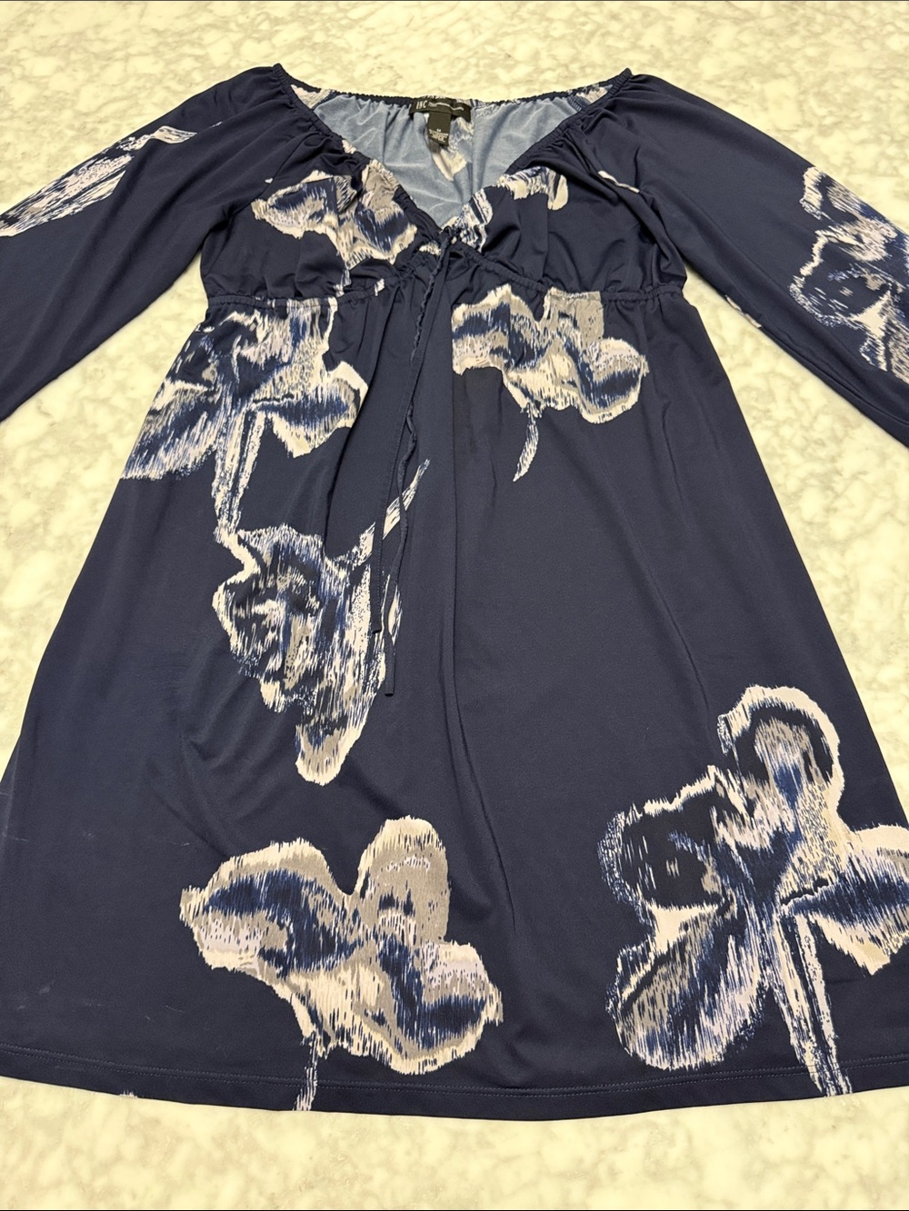 INC International Concepts Navy Floral Print Dress